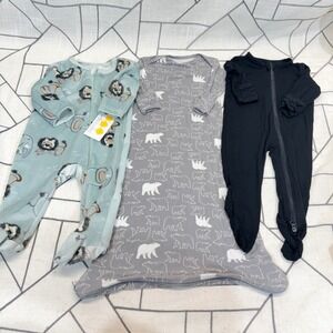 Gunamuna Little Chickadees Guisby Sleepers 0-3M Multicolor Bamboo Fleece Lot